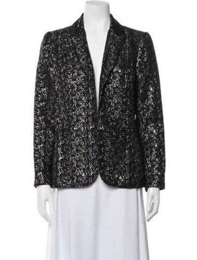 Pre-owned Badgley Mischka Patterned Blazer In Black