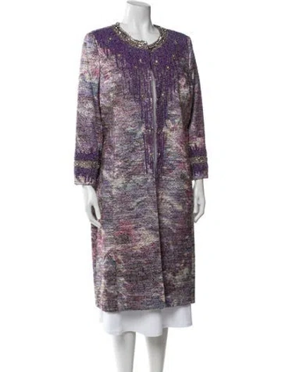 Pre-owned Badgley Mischka Patterned Coat In Purple