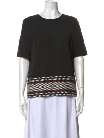 Pre-owned Badgley Mischka Patterned Crew Neck Top W/ Tags In Black
