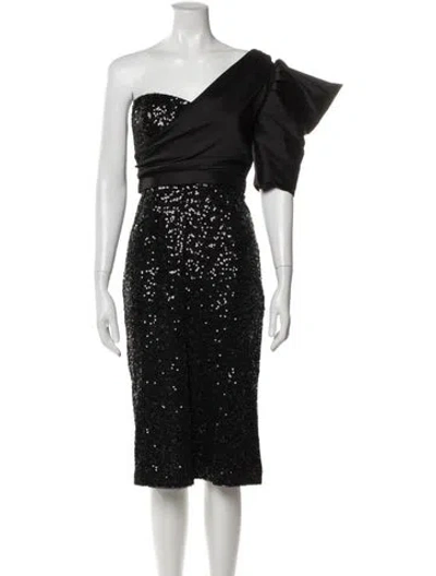 Pre-owned Badgley Mischka Patterned Knee-length Dress In Black
