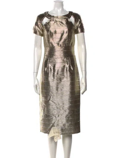 Pre-owned Badgley Mischka Patterned Knee-length Dress In Neutrals