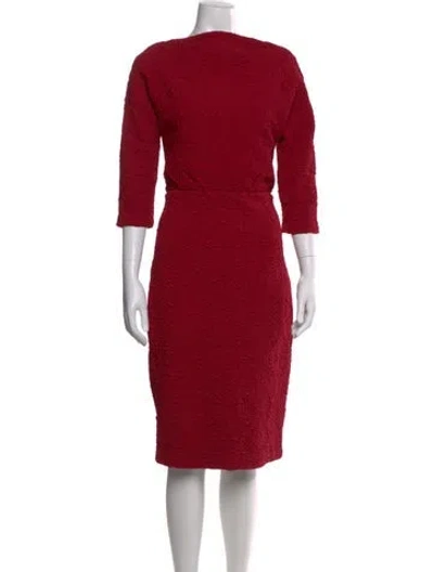 Pre-owned Badgley Mischka Patterned Knee-length Dress In Red