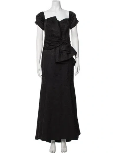Pre-owned Badgley Mischka Patterned Long Dress In Black