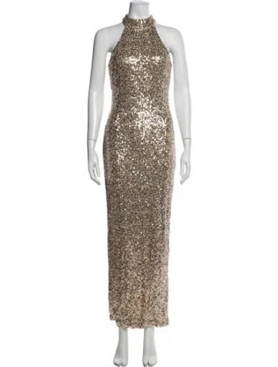 Pre-owned Badgley Mischka Patterned Long Dress In Neutral