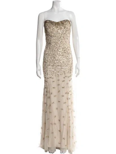 Pre-owned Badgley Mischka Patterned Long Dress In Neutrals