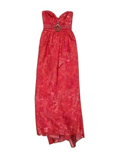Pre-owned Badgley Mischka Patterned Long Dress In Red