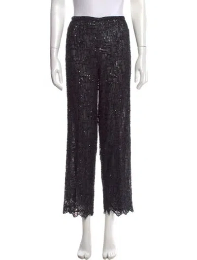 Pre-owned Badgley Mischka Patterned Straight Leg Pants In Black