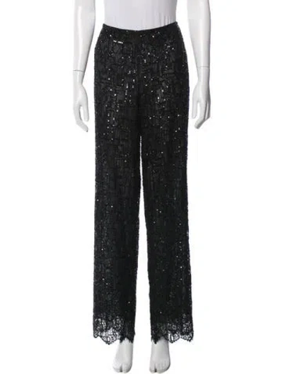 Pre-owned Badgley Mischka Patterned Wide Leg Pants In Blue