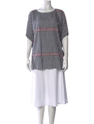 Pre-owned Badgley Mischka Plaid Print Crew Neck Top W/ Tags In Black