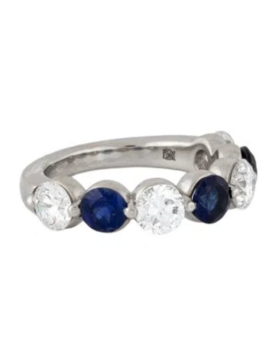 Pre-owned Badgley Mischka Platinum 1.60ctw Synthetic Sapphire & Lab-grown Diamond Band Ring In Multicolor