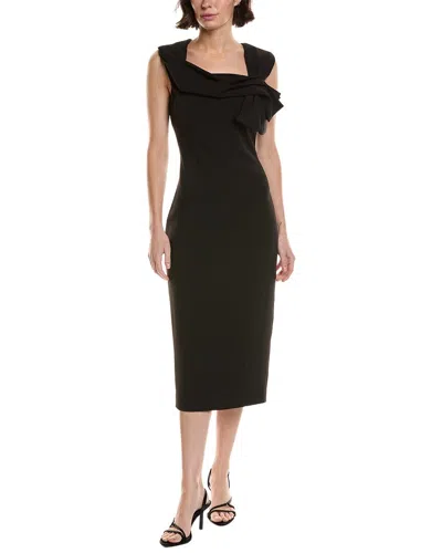 Badgley Mischka Pleated Cocktail Gown In Black