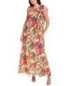 Badgley Mischka Pleated One-shoulder Gown In Red