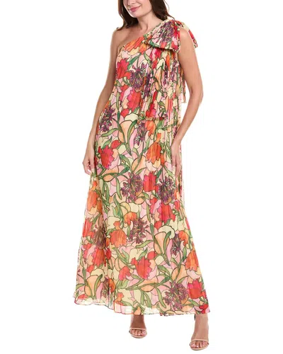 BADGLEY MISCHKA BADGLEY MISCHKA PLEATED ONE-SHOULDER GOWN