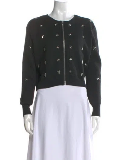 Pre-owned Badgley Mischka Printed Crew Neck Sweater In Black