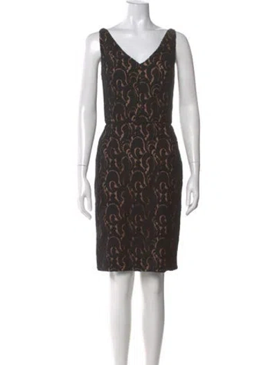 Pre-owned Badgley Mischka Printed Knee-length Dress In Black