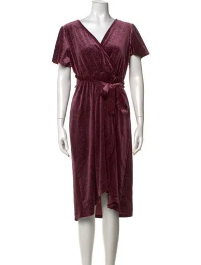 Pre-owned Badgley Mischka Printed Midi Length Dress In Burgundy