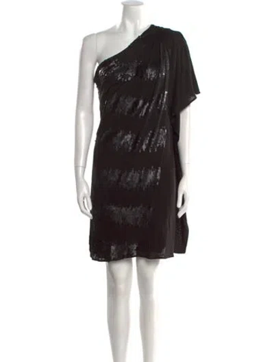 Pre-owned Badgley Mischka Printed Mini Dress In Black