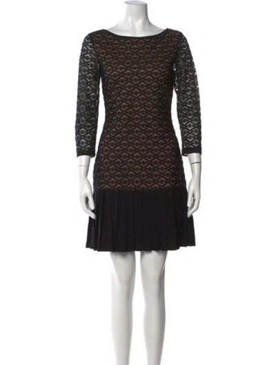 Pre-owned Badgley Mischka Printed Mini Dress In Black