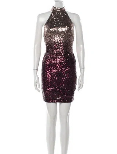 Pre-owned Badgley Mischka Printed Mini Dress W/ Tags In Purple