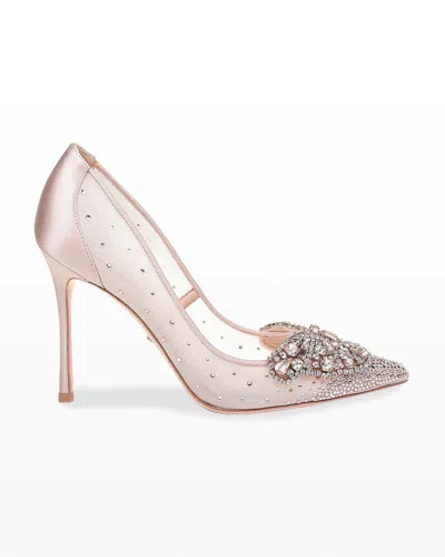 Badgley Mischka Quintana Mesh Embellished High-heel Pumps In Pink