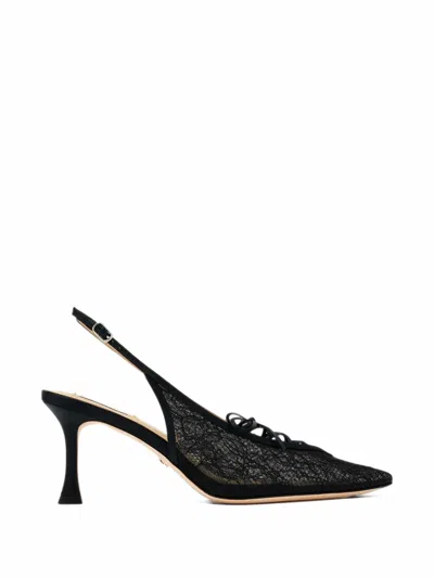 Badgley Mischka Raine Lace Lace-up Slingback Pumps In Black