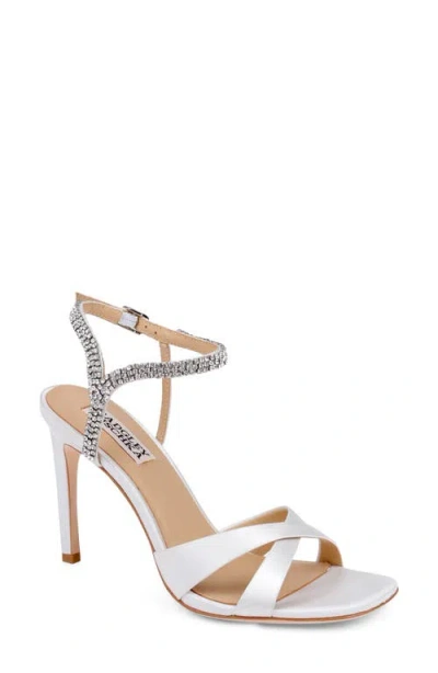 Badgley Mischka Reagan Ankle Strap Sandal In Whitesatin