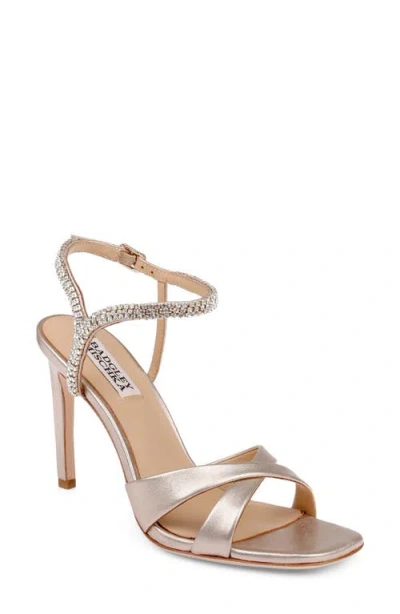 Badgley Mischka Reagan Ii Ankle Strap Sandal In Champange Metallic