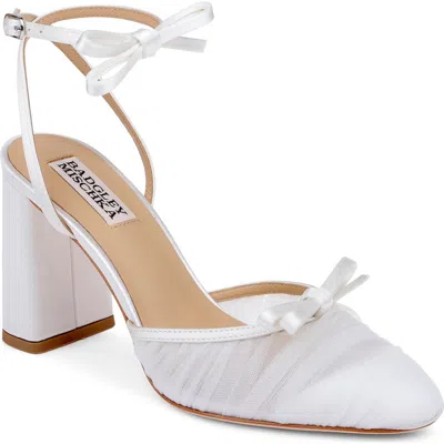 Badgley Mischka Rebecca Ankle Strap Pump In White