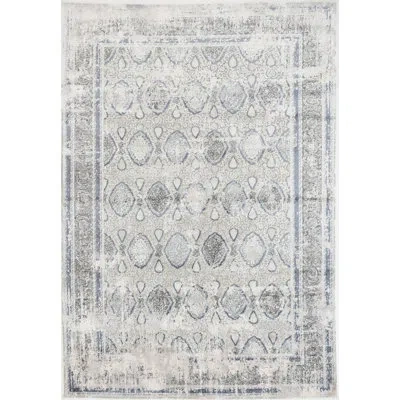 Badgley Mischka Rectangle Oasis Area Rug In Blue;white;ivory;navy;silver;gray