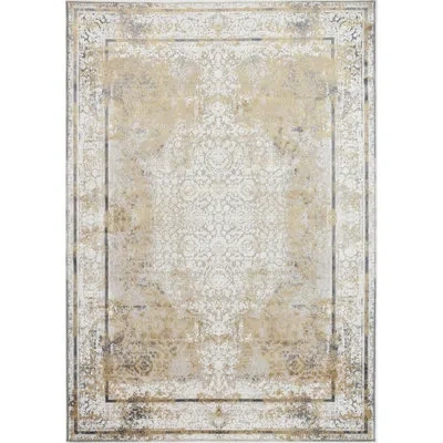 Badgley Mischka Rectangle Oasis Area Rug In Gold;white;ivory;gray