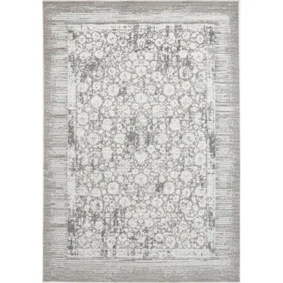 Badgley Mischka Rectangle Oasis Area Rug In White;ivory;silver;gray