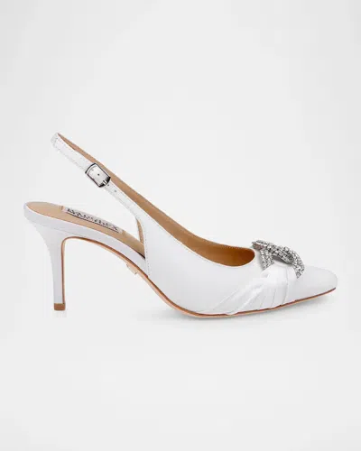 Badgley Mischka Ripley 75mm Crystal-embellished Slingback Pumps In White