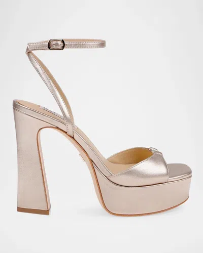 Badgley Mischka Romina Ii 120mm Leather Sandals In Gold