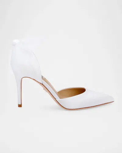Badgley Mischka Rosalie 85mm Bow-detail Satin D & Apos;orsay Pumps In White