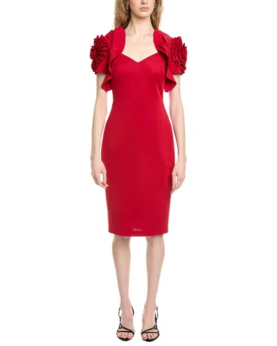 Badgley Mischka Rosette Dress In Red