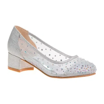 Badgley Mischka Round Closed Toe Block Heel Pumps In Silver