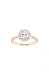 Badgley Mischka Collection Round Cut Lab Created Diamond Halo Pavé Ring In Pink