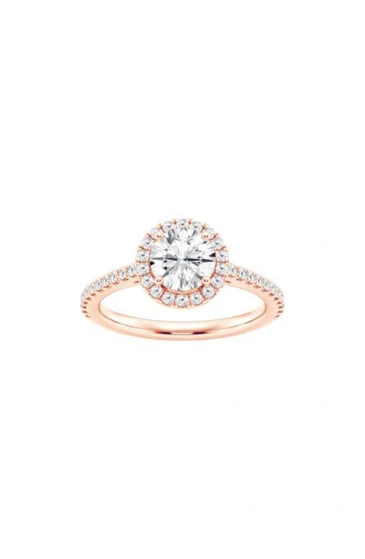Badgley Mischka Collection Round Cut Lab Created Diamond Halo Pavé Ring In Pink