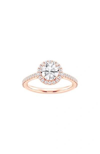 Badgley Mischka Round Cut Lab Created Diamond Halo Pavé Ring In Pink