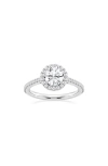 Badgley Mischka Collection Round Cut Lab Created Diamond Halo Pavé Ring In White