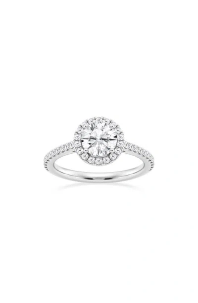 Badgley Mischka Collection Round Cut Lab Created Diamond Halo Pavé Ring In White