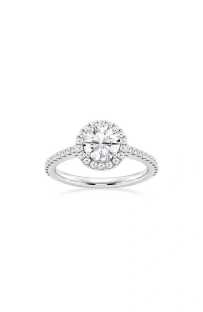 Badgley Mischka Round Cut Lab Created Diamond Halo Pavé Ring In White