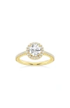 Badgley Mischka Collection Round Cut Lab Created Diamond Halo Pavé Ring In Yellow