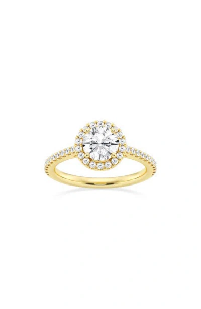 Badgley Mischka Round Cut Lab Created Diamond Halo Pavé Ring In Yellow