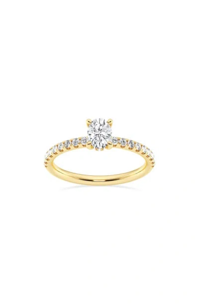 Badgley Mischka Collection Oval Cut Lab Created Diamond Pavé Ring In Gold