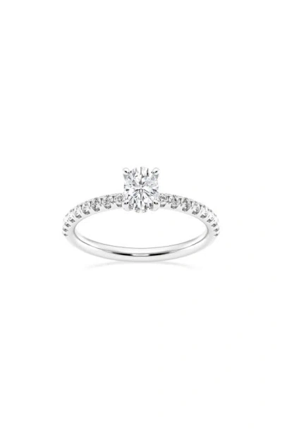 Badgley Mischka Round Cut Lab Created Diamond Pavé Ring In Silver