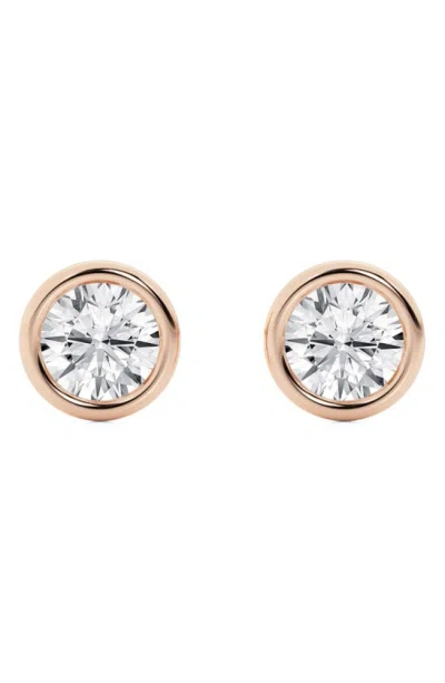 Badgley Mischka Round Cut Lab Created Diamond Stud Earrings In Rose Gold
