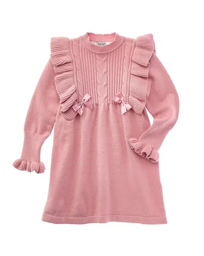 Badgley Mischka Ruffle Sweaterdress In Pink