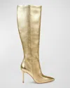 Badgley Mischka Collection Runway Pointed Toe Over The Knee Boot In Gold Metallic
