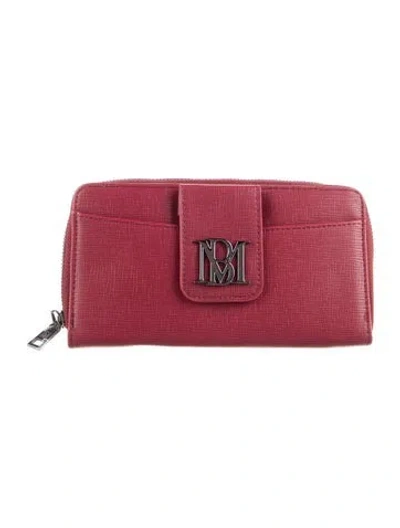 Pre-owned Badgley Mischka Saffiano Leather Continental Wallet In Burgundy
